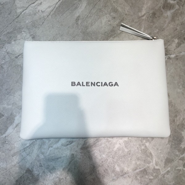 Balenciaga Bazaar Leather Large Clutch White BGCL-007  