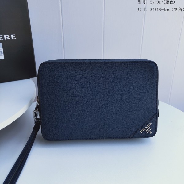 Prada Dark Blue Leather Clutch PR164