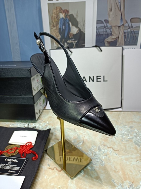 Chanel Women Slingback Pumps Black CHN-140