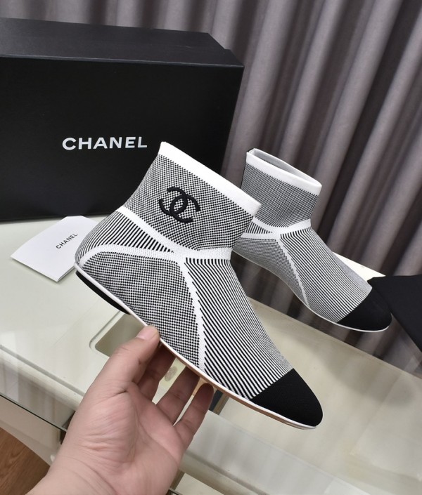 Chanel Women Boots Grey White CHN-206