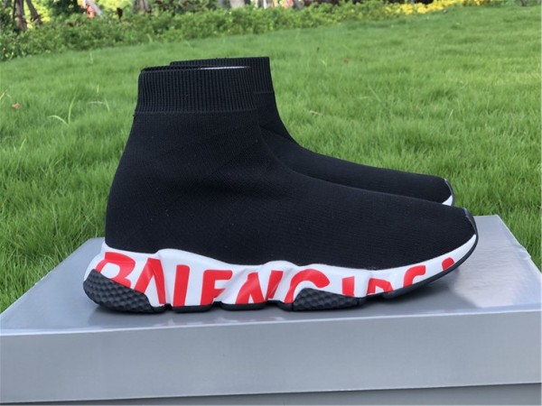 Balenciaga Red/White Graffiti Speed Sneaker Black (BAL-W26)