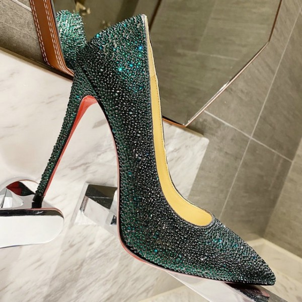 Christian Louboutin Sparkling Strass Pump Green CL-H069