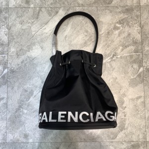 Balenciaga Wheel Drawstring Bag Black BGWXS-002