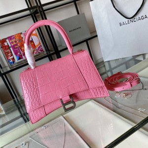 Balenciaga Hourglass Pink  Crocodile Bag (2 Sizes) BHXS-013