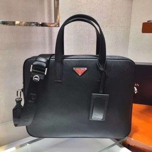 Prada Saffiano Leather Briefcase Black PR050
