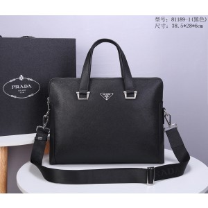 Prada Saffiano Leather Briefcase Black PR068
