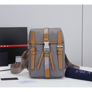 Prada Leather Backpack Grey PR098