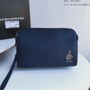 Prada Dark Blue Leather Clutch PR153