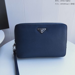 Prada Dark Blue Leather Clutch PR161