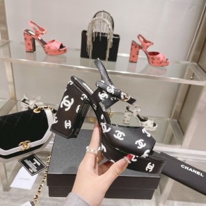 Chanel Women New High-heel Sandals Black CHN-079