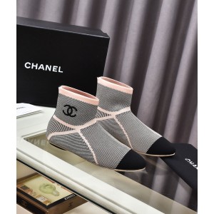 Chanel Women Boots Grey Pink CHN-205