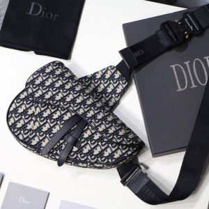 Dior Mini Oblique Jacquard Saddle Bag Blue (DR-BG-A075)