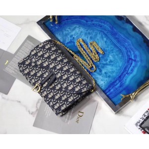 Dior Oblique Jacquard Saddle Bag WOC Blue (DR-BG-A058)