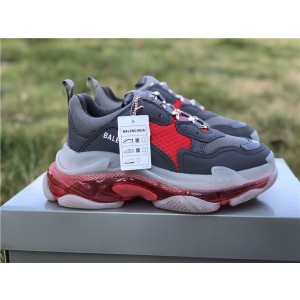 Balenciaga Triple S Clear Sole Grey Red (BAL-N32)