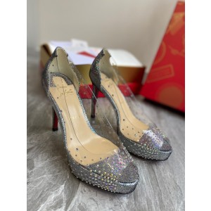 Christian Louboutin Rhinestone PVC Peep Toe Pump CL-H050